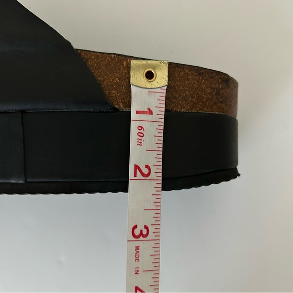 TOPSHOP Black Leather Fang Double Buckle Flatform Slip On Sandals Size 41 - Picture 3 of 8